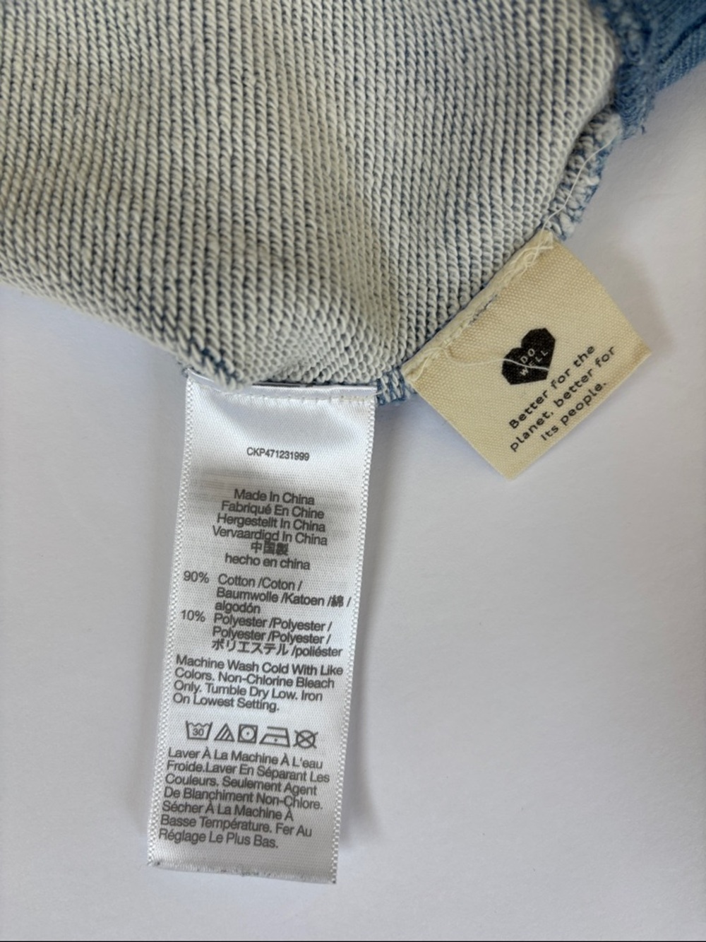 Madewell Blue Indigo Dyed Beach Colorblock Patchwork Swearshirt Womens Large - Picture 3 of 10
